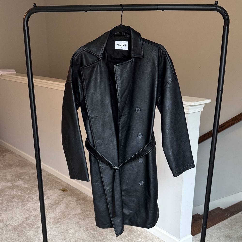 NA-KD Men's Black Trench Coat